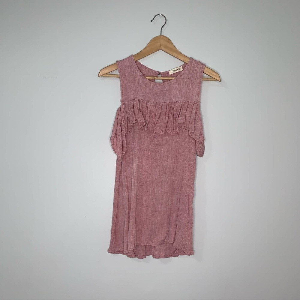 Ginger G light blush pink cutout shoulder top
